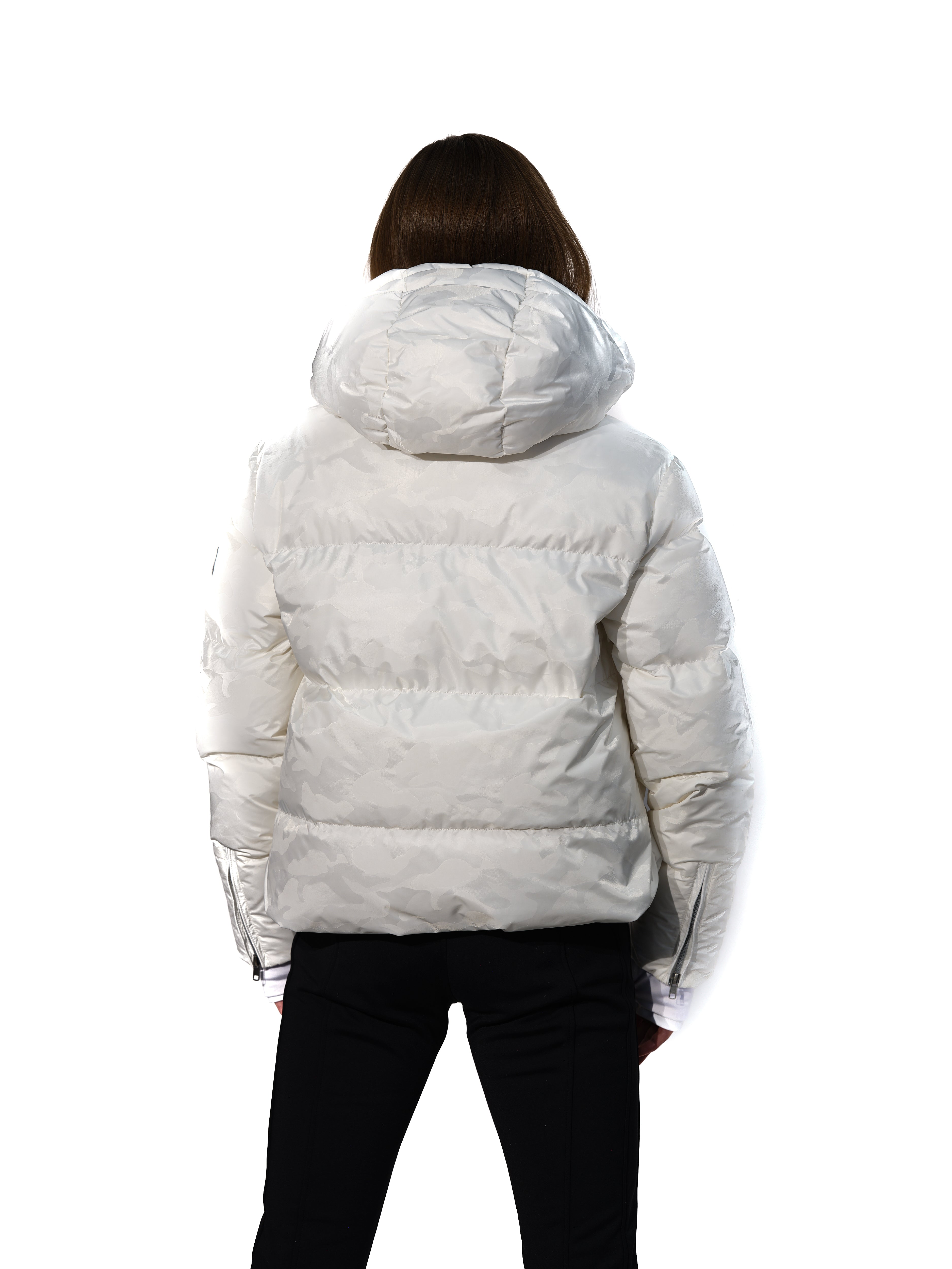 ski jackets, ski pants, luxury skiwear, ski apparel, ski fashion, fur ski apparel, fur trim, Revive Jacket Camo, Skea Limited, Skea Limited - Skea Limited