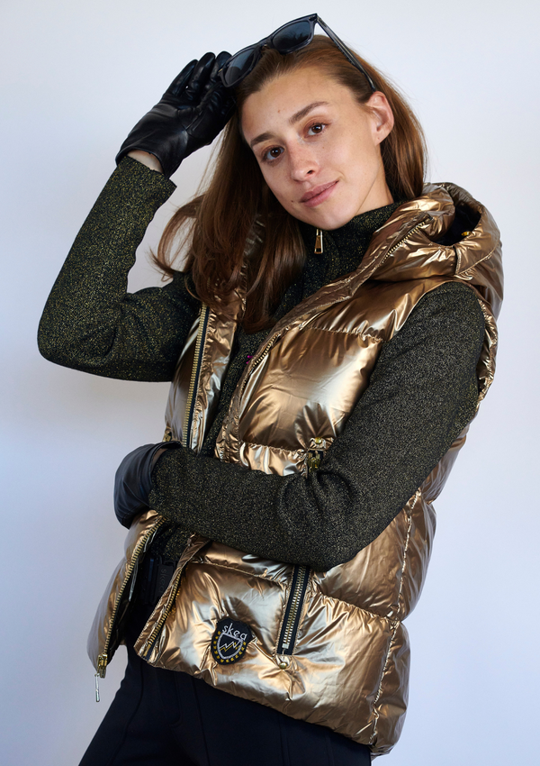 ski jackets, ski pants, luxury skiwear, ski apparel, ski fashion, fur ski apparel, fur trim, Mary Ultra Puffy Vest - 50th Anniversary Collection, Skea Limited, Skea Limited - Skea Limited