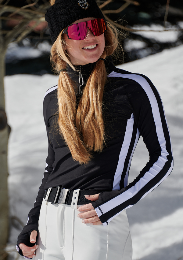 ski jackets, ski pants, luxury skiwear, ski apparel, ski fashion, fur ski apparel, fur trim, Candy Striped 1/4 Zip, Skea Limited, Skea Limited - Skea Limited