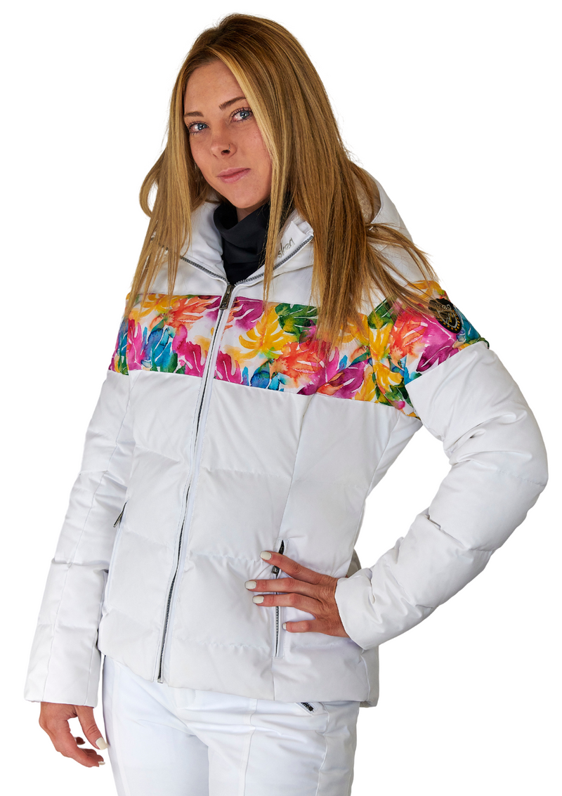 ski jackets, ski pants, luxury skiwear, ski apparel, ski fashion, fur ski apparel, fur trim, Elsa Print Ski Jacket - Outlet -  LAST ONE, Skea Limited, Skea Limited - Skea Limited
