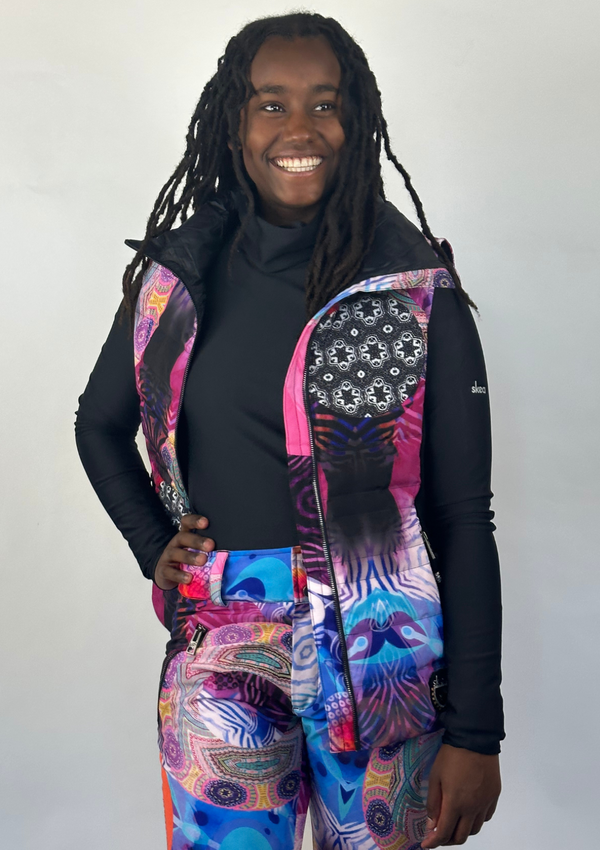 ski jackets, ski pants, luxury skiwear, ski apparel, ski fashion, fur ski apparel, fur trim, Cosmic Vest - Outlet, Skea Limited, Skea Limited - Skea Limited