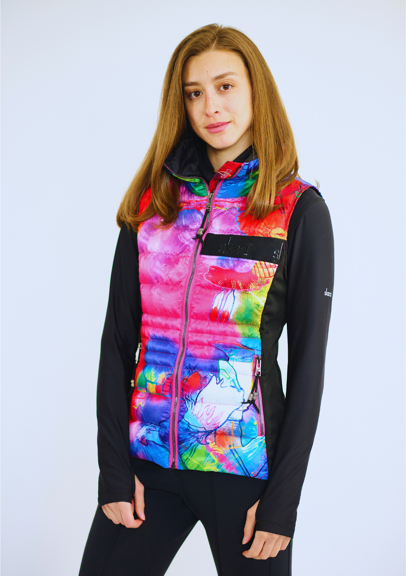 ski jackets, ski pants, luxury skiwear, ski apparel, ski fashion, fur ski apparel, fur trim, Cosmic Vest - Taos Edition, Skea Limited, Skea Limited - Skea Limited