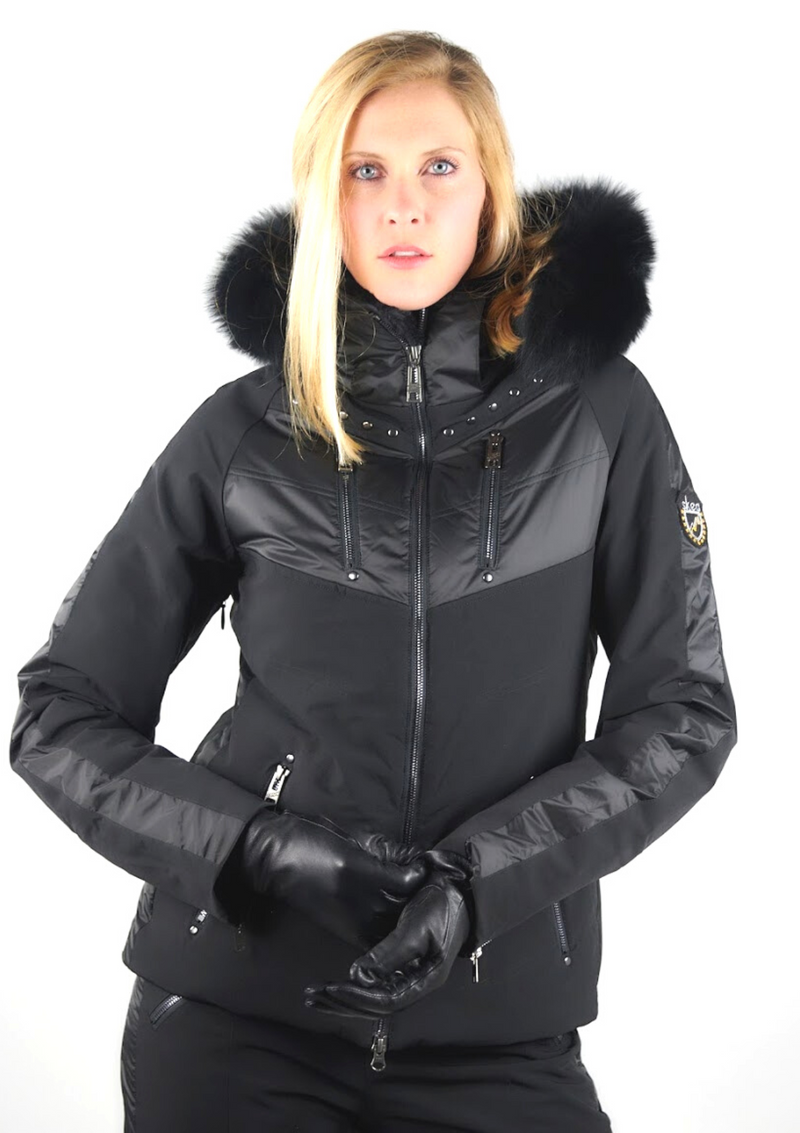 Womens black ski sales jackets with fur hood